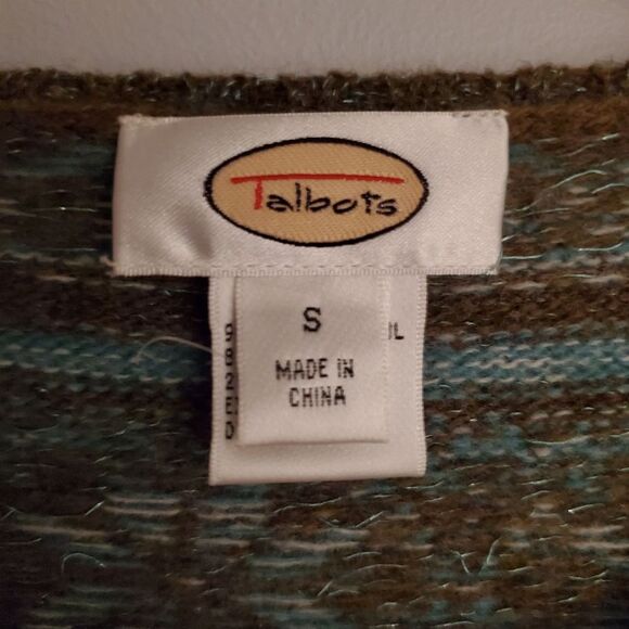 Talbots Lambswool Fair Isle Snowflake Embellished Full Zip Cardigan Size S - Picture 2 of 6